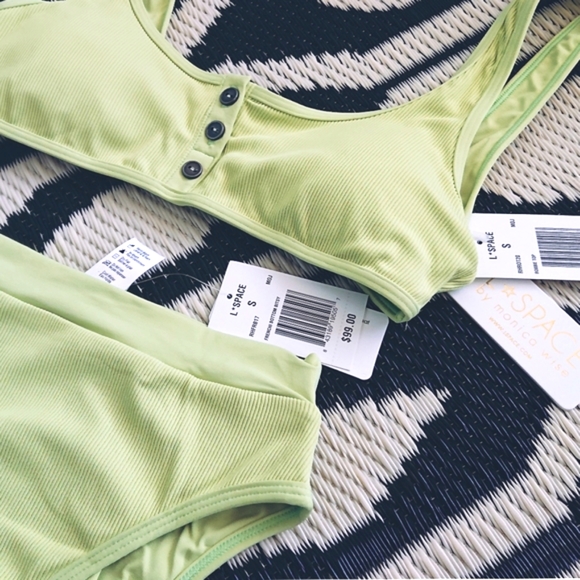 L*Space Robbie Frenchi Ribbed Bikini SET Mojito - Picture 7 of 8